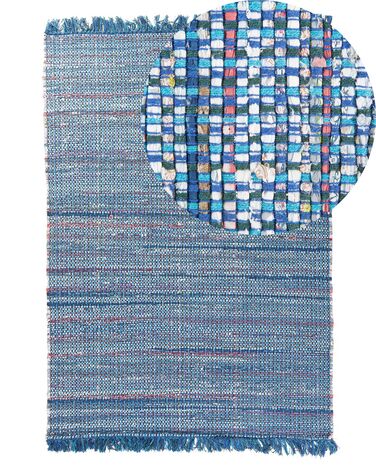 Tappeto blu marino rettangolare in cotone fatto a mano - 140x200cm - BESNI