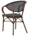Conjunto de 4 sillas de jardín negro/madera oscura CASPRI_799047