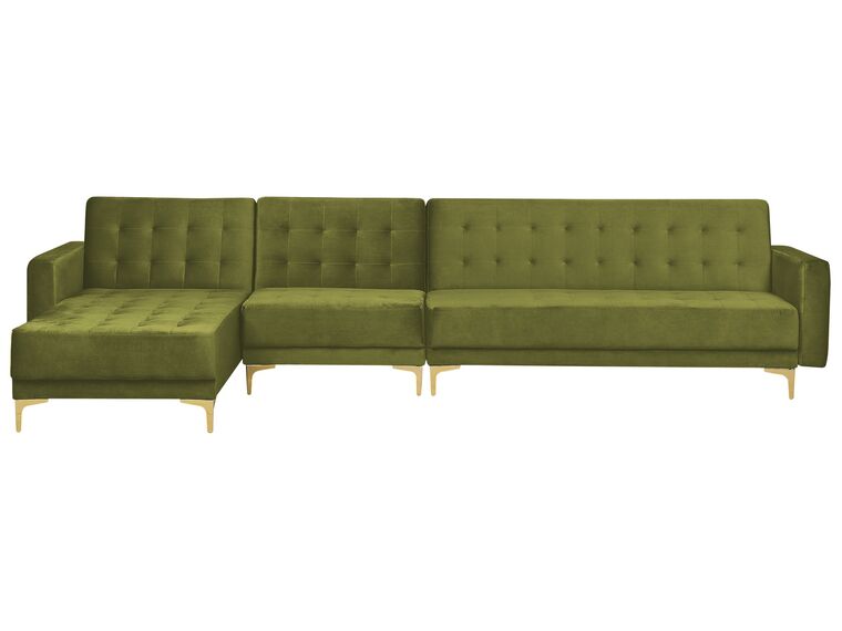 Right Hand Modular Velvet Sofa Green ABERDEEN_882379