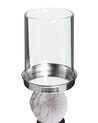 Świecznik szklany 38 cm srebrno-szary PADRE_790751