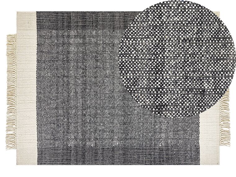 Vlnený koberec 140 x 200 cm čierna/krémová biela ATLANTI_847259