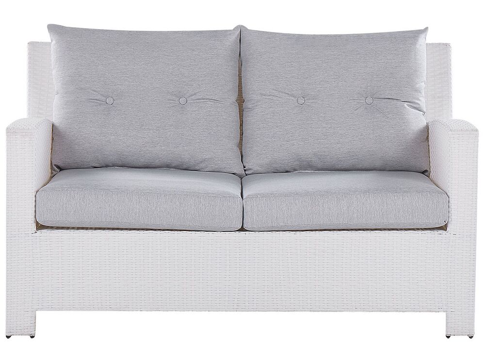 4 Seater Rattan Garden Sofa Set White San Marino Beliani De