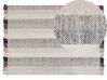Teppich Wolle cremeweiss 140 x 200 cm Streifenmuster Kurzflor EMIRLER_847179