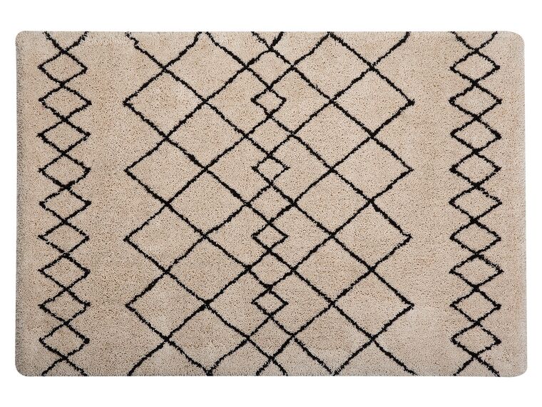 Béžový koberec s černým vzorem 140 x 200 cm HAVSA_747553