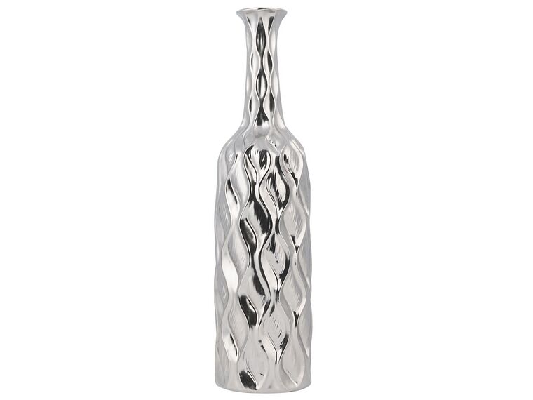 Dekoratívna kameninová váza 45 cm strieborná BASSANIA_733737