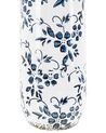 Stoneware Flower Vase 35 cm White with Navy Blue MULAI_810762