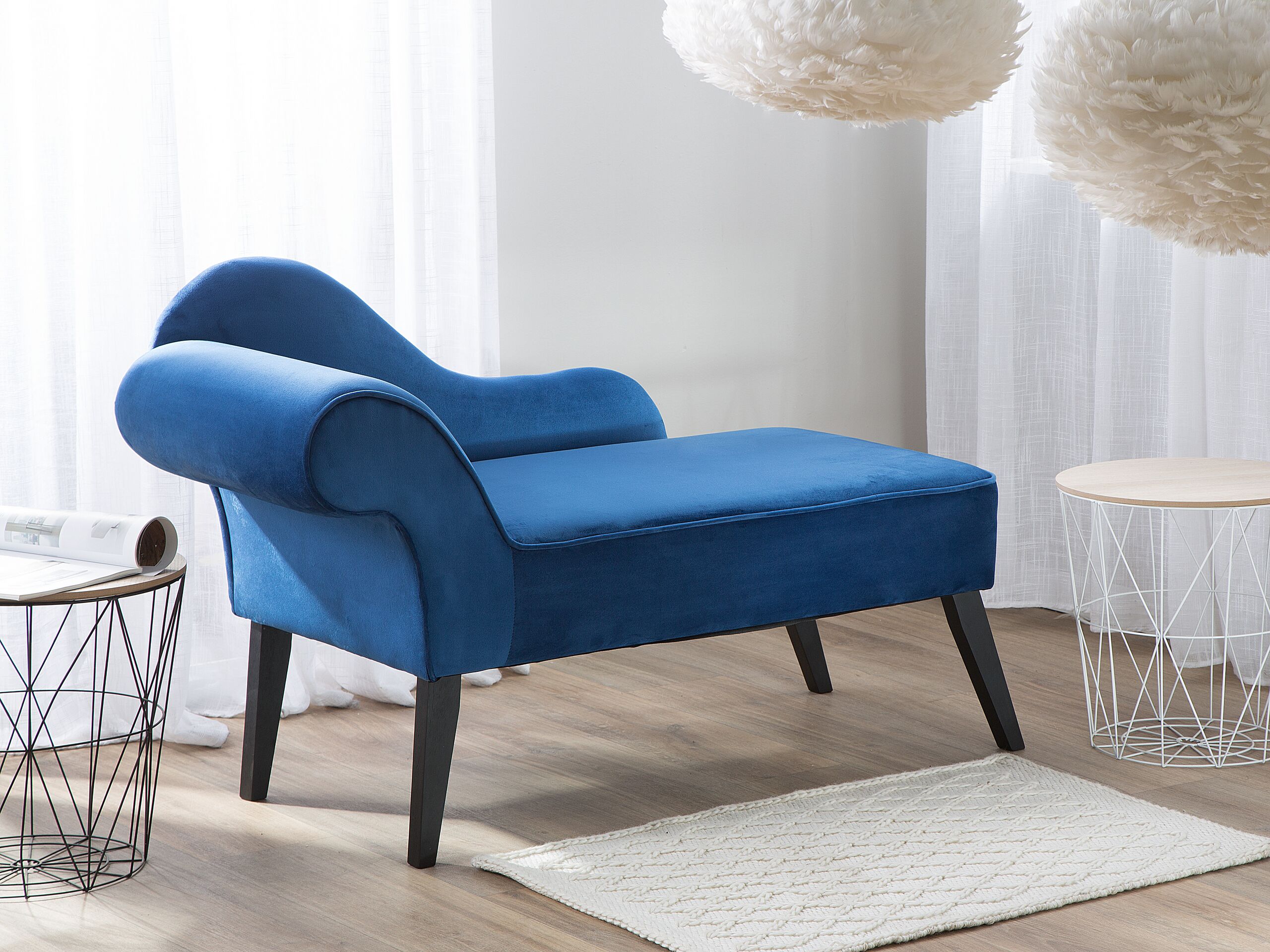 Sofá chaise longue azul versão à esquerda 90 x 52 cm BIARRITZ