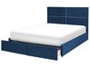 Velvet EU Super King Size Ottoman Bed with Drawers Navy Blue VERNOYES_861383