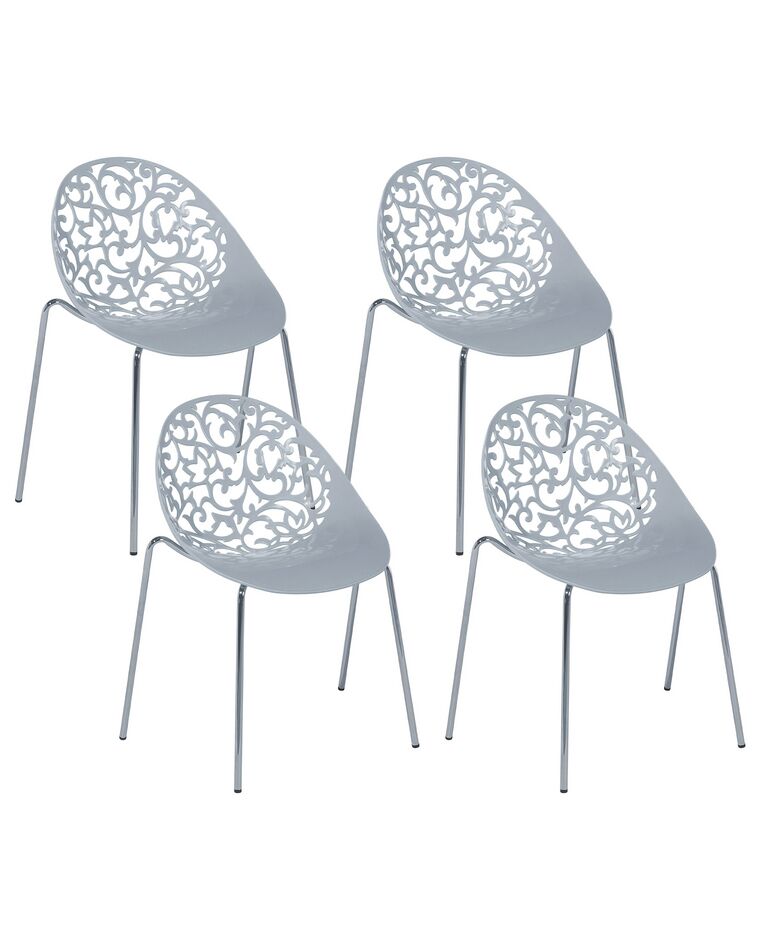 Set di 4 sedie da pranzo in metallo e plastica grigia MUMFORD_679349