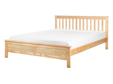 Wooden EU Double Size Bed Light Natural Wood MAYENNE