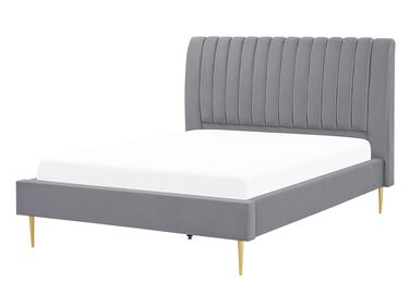 Velvet EU Double Size Bed Grey MARVILLE