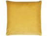 2 welurowe poduszki dekoracyjne w geometryczny wzór 45 x 45 cm żółte PINUS_810635