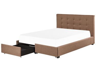 Fabric EU Super King Size Bed with Storage Brown LA ROCHELLE
