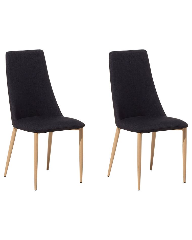 Set of 2 Fabric Dining Chairs Black CLAYTON_693380