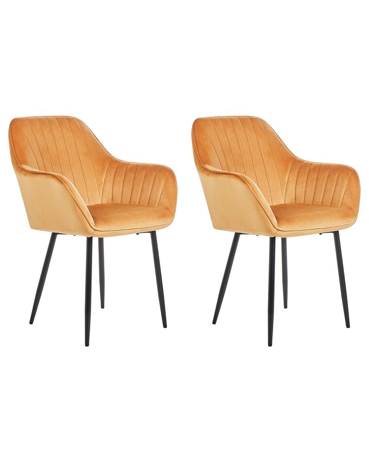 Set of 2 Velvet Dining Chairs Orange WELLSTON II_885820
