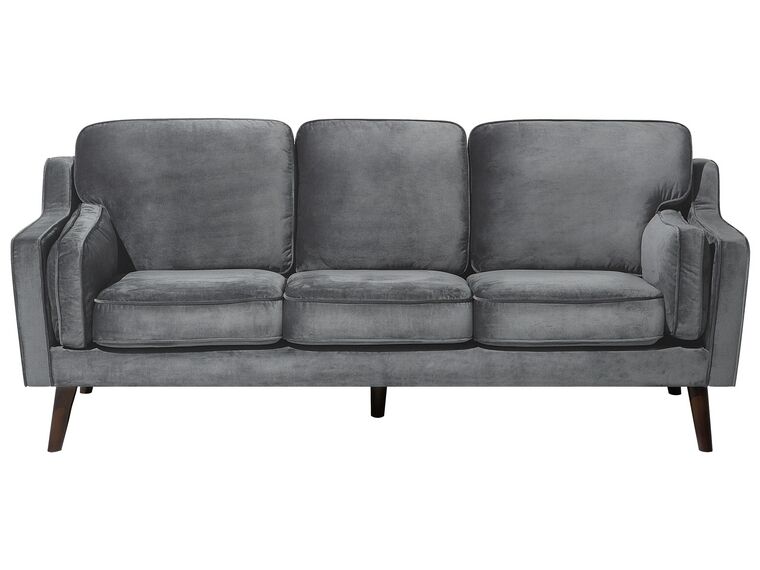 3 Seater Velvet Sofa Grey LOKKA_710723