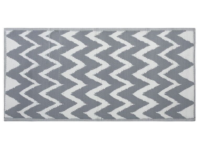 Outdoor Teppich grau 90 x 180 cm ZickZack-Muster zweiseitig Kurzflor SIRSA_716279