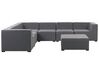 Sofá esquinero 7 plazas modular de poliéster gris oscuro/negro izquierdo con reposapiés AREZZO_824518