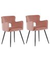 Conjunto de 2 cadeiras de jantar em veludo rosa SANILAC_847078