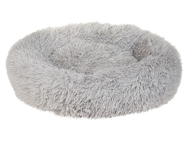 Faux Fur Pet Bed ø 60 cm Light Grey KULU_826565