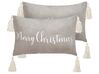 Conjunto de 2 almofadas decorativas com franjas e padrão natalício em veludo cinzento 30 x 50 cm LITHOPS_887899