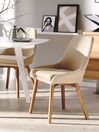 Conjunto de 2 sillas de comedor de poliéster beige arena/madera oscura MELFORT_800010