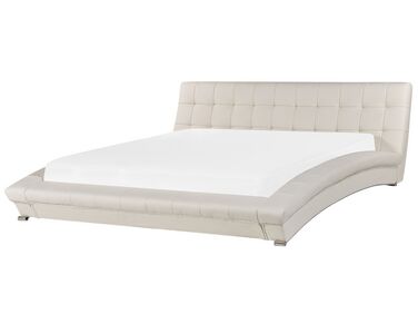 Kožená vodná posteľ 180 x 200 cm biela LILLE