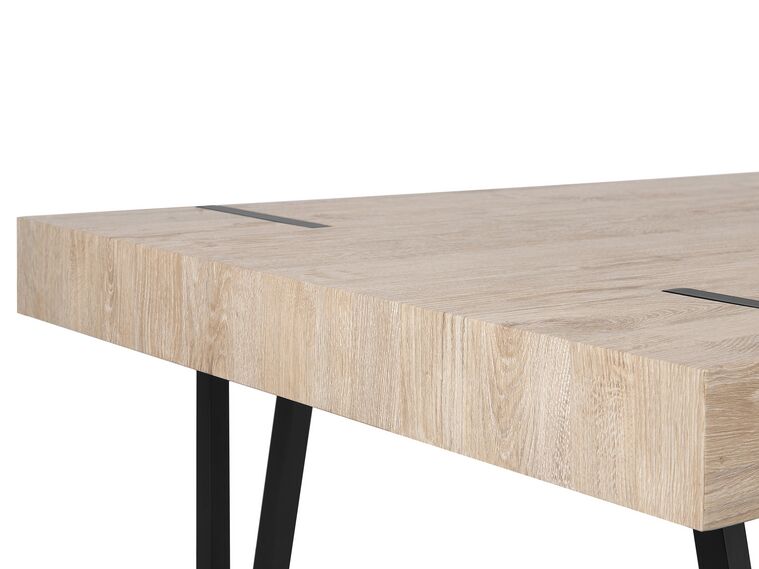 Dining Table 150 x 90 cm Light Wood with Black ADENA Beliani.co.uk