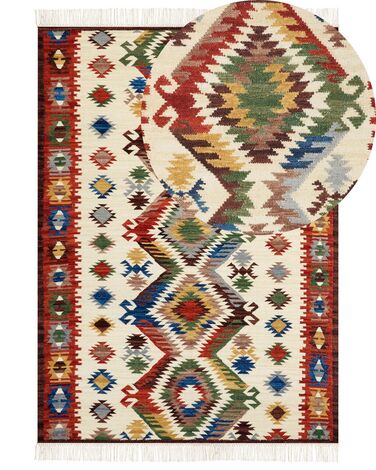 Kelim Teppich Wolle mehrfarbig 200 x 300 cm orientalisches Muster Kurzflor AREVIK