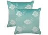 Set of 2 Velvet Cushions Fish Pattern 45 x 45 cm Green SOLIDAGO_901969