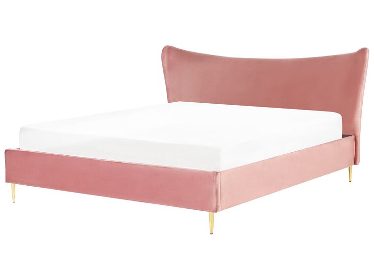 Łóżko welurowe 180 x 200 cm różowe CHALEIX_857022