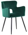 Conjunto de 2 sillas de comedor de terciopelo verde esmeralda/negro SANILAC_847165