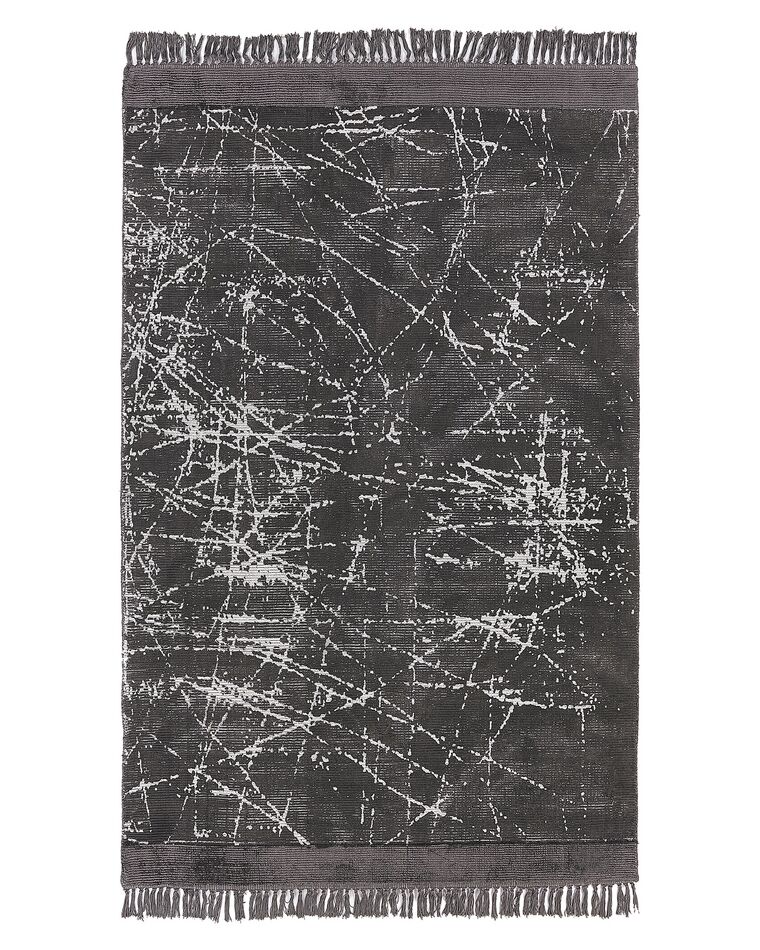Alfombra de viscosa gris oscuro/blanco 140 x 200 cm HANLI_836927