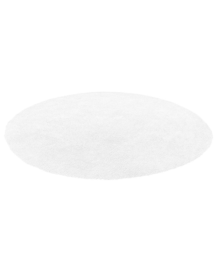 Shaggy Round Area Rug ⌀ 140 cm White DEMRE Beliani.co.uk