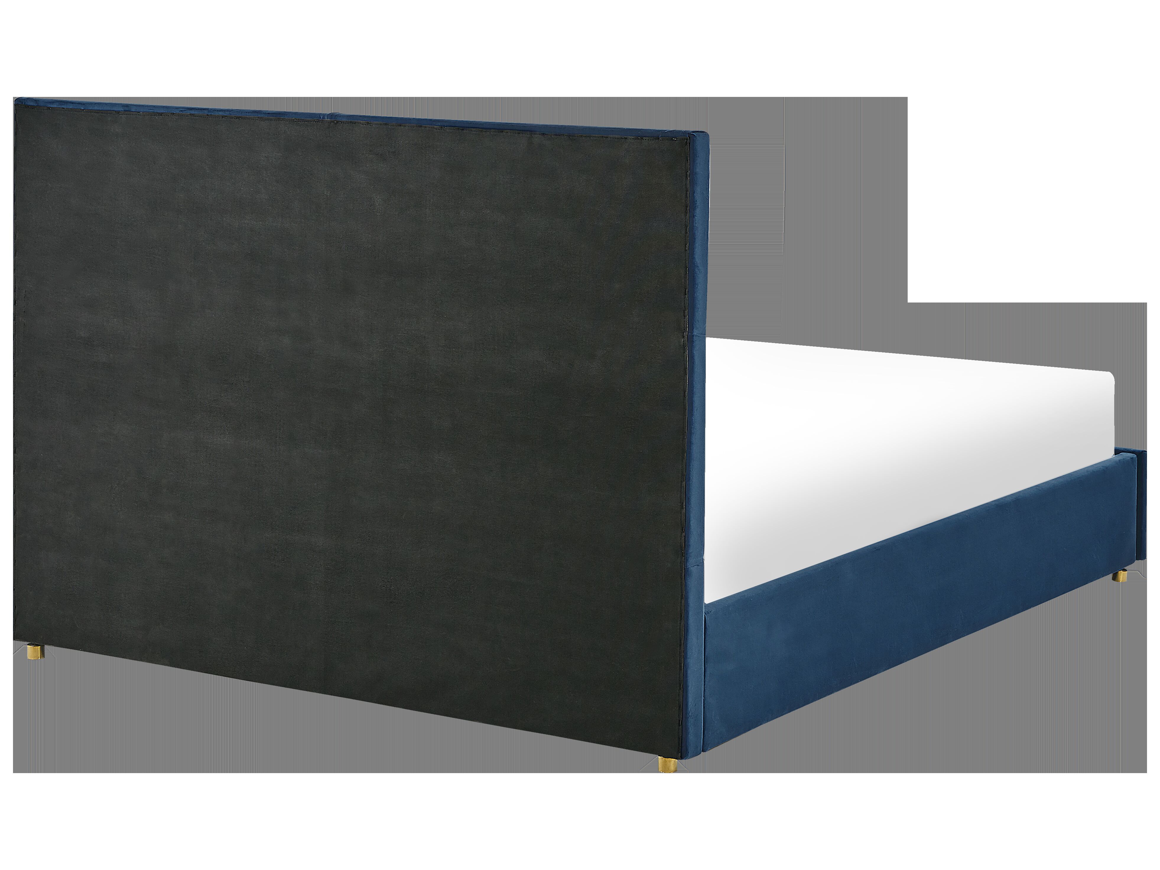 Velvet EU King Size Ottoman Bed with Drawers Blue VERNOYES Beliani.co.uk