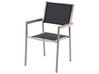 Conjunto de mesa com tampo triplo granito flameado preto 220 x 100 cm e 8 cadeiras pretas GROSSETO_453059