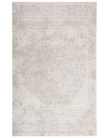 Teppich Baumwolle beige 140 x 200 cm orientalisches Muster Kurzflor BEYKOZ