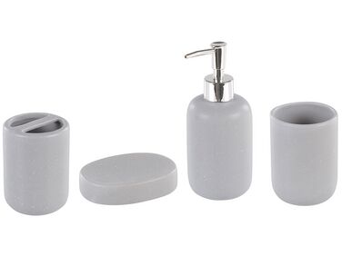 Lot de 4 accessoires de salle de bain en céramique grise RENGO