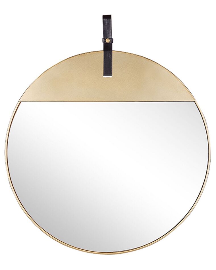 Round Metal Wall Mirror with Strap ø 60 cm Gold GURS_807355