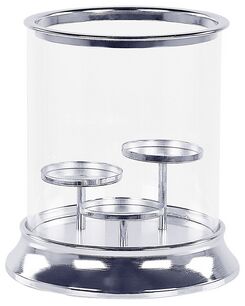 Kynttilänjalka lasi 3-haaraa hopea 24 cm CILEGON