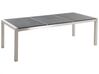 Conjunto de mesa com tampo triplo granito flameado preto 220 x 100 cm e 8 cadeiras cinzentas GROSSETO_380467