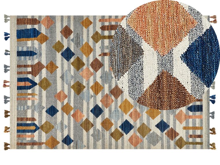 Tapis kilim en laine multicolore 200 x 300 cm KASAKH_858248