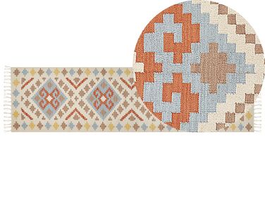 Bavlněný kelimový koberec 80 x 300 cm vícebarevný ATAN