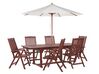 Zestaw ogrodowy drewno akacjowe stół i 6 krzeseł TOSCANA z parasolem (12 opcji do wyboru)_877722