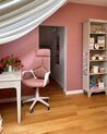 Cadeira de escritório em tecido rosa e branca DELIGHT_858099