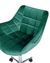 Krzesło biurowe regulowane welurowe zielone LABELLE_854994