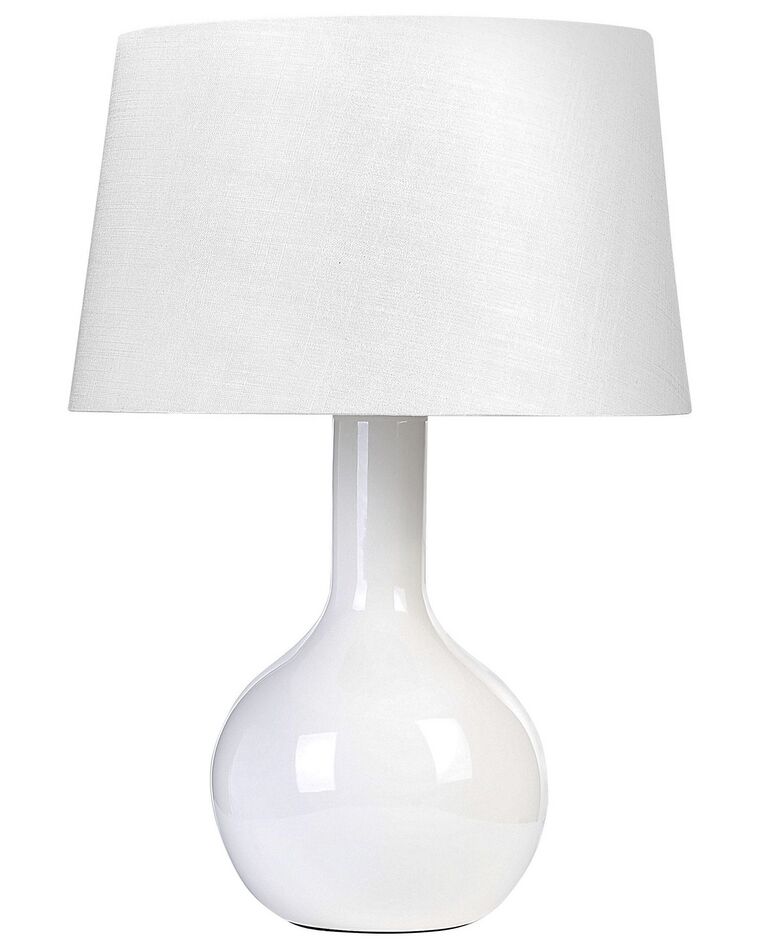 Lámpara de mesa de cerámica/lino blanco 46 cm SOCO_843168