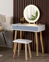 2 Drawer Dressing Table with LED Mirror and Stool White and Grey JOSSELIN_850138