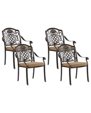 Conjunto de 4 cadeiras de jardim em alumínio castanho escuro SALENTO
