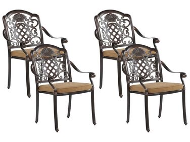 Conjunto de 4 cadeiras de jardim em alumínio castanho escuro SALENTO